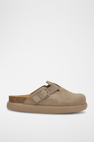 Sabots plateformes en nubuck - Marron