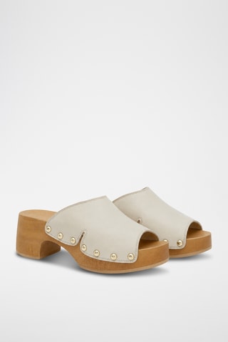 Mules à talons en cuir - Blanc