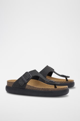 Sandales plateformes en nubuck - Blanc, doré et noir