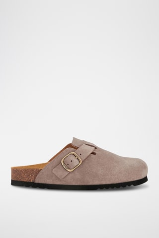 Sabots en nubuck - Blanc, doré et noir