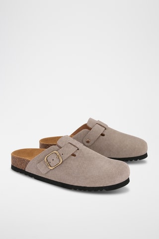Sabots en nubuck - Blanc, doré et noir