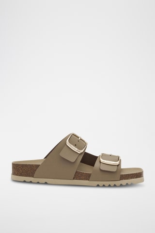 Mules plateformes en cuir - Gris