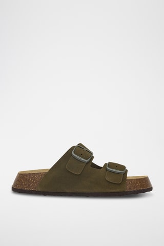 Mules compensées en nubuck - Kaki
