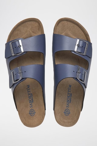 Mules em couro - Azul-marinho