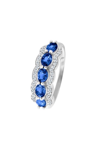 Anillo - Oro blanco, diamantes y zafiros