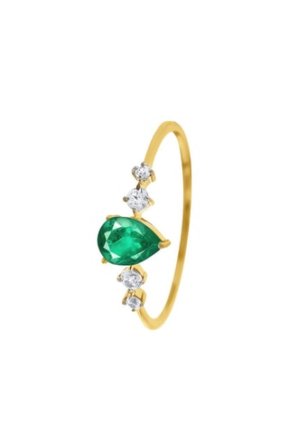 Anillo - Oro amarillo, topacios y esmeralda
