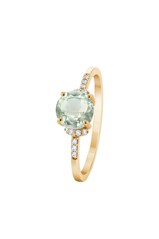 Anillo - Oro amarillo, diamantes y amatista