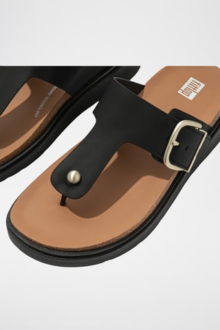 Tongs compensées en cuir Microwobbleboard - Noir