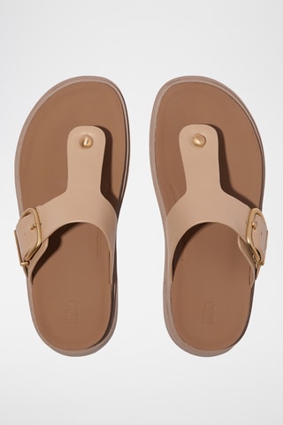 Tongs compensées en cuir Microwobbleboard - Beige