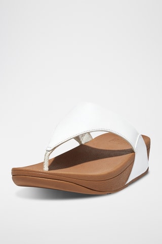 Tongs compensées en cuir Lulu Leather - Blanc