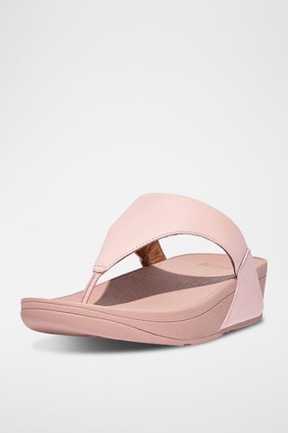 Tongs compensées en cuir Lulu Leather - Rose