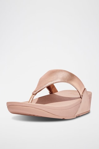 Tongs compensées en cuir Lulu Leather - Rose