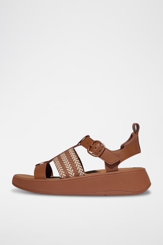 Sandales compensées en cuir Microwobbleboard - Camel