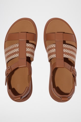 Sandales compensées en cuir Microwobbleboard - Camel