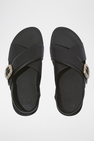 Sandales compensées en cuir Microwobbleboard - Noir