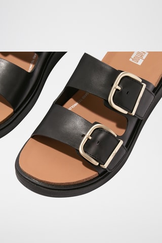 Mules compensées en cuir Microwobbleboard - Noir