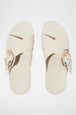 Mules compensées en cuir Microwobbleboard - Beige