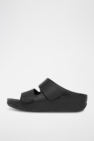 Mules compensées en cuir Microwobbleboard - Noir