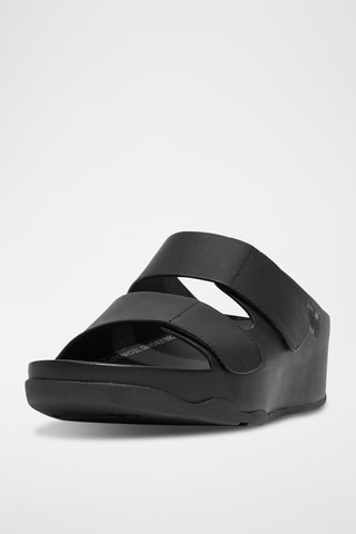 Mules compensées en cuir Microwobbleboard - Noir