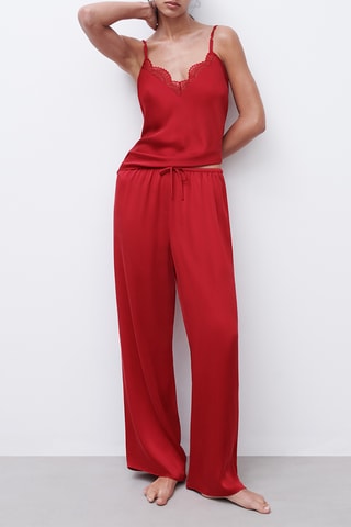 Pantaloni straight in seta - Rosso - Chantelle