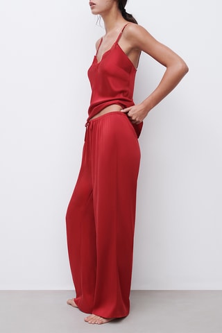 Pantaloni straight in seta - Rosso - Chantelle
