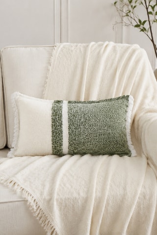 Funda de cojín de lana Megeve - Verde y blanco - 40 x 60 cm