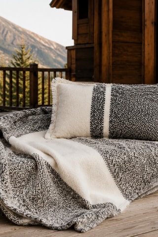 Funda de cojín de lana Megeve - Negro - 40 x 60 cm