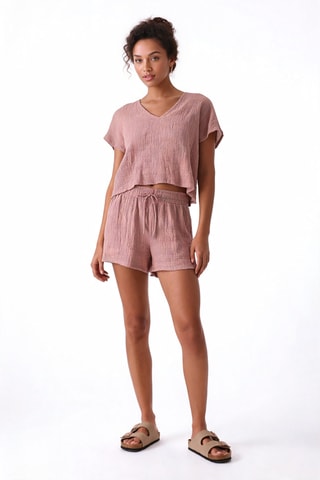 Camiseta y short de lino Symi - Rosa viejo