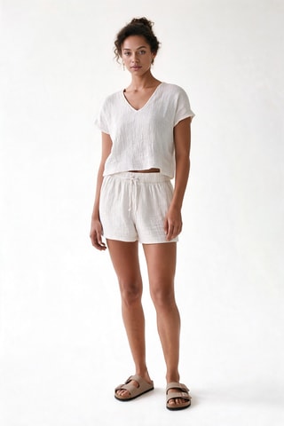 Camiseta y short de lino Symi - Beige