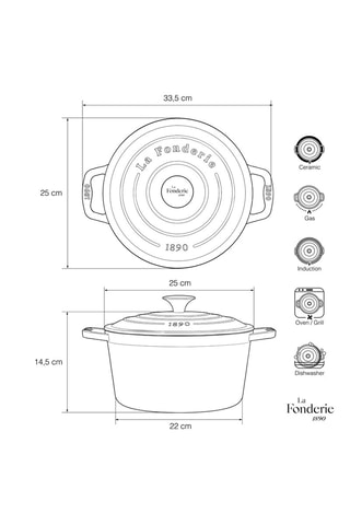 Cocotte redonda de metal fundido esmaltado Iena - 25 cm - 4,7 l