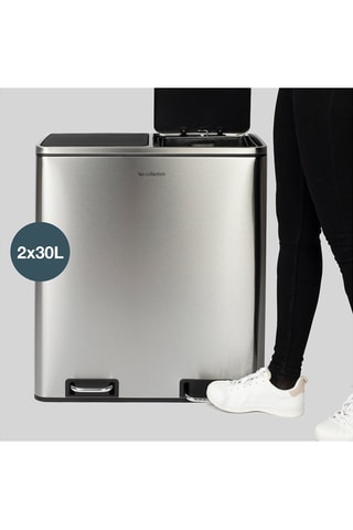 Cubo de reciclaje con pedal 2 x 30 l - Acero inoxidable