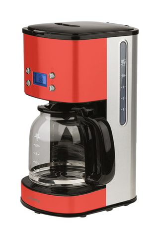 Cafetera programable Rojo - 1,5 l - 1000 W - Plateado, negro y rojo