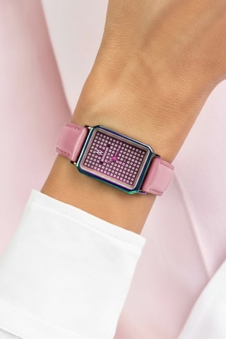 Reloj de cuarzo de piel - Violeta y rosa