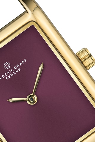 Reloj de cuarzo de acero - Dorado y burdeos - Frederic Graff