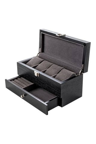 Caja para relojes y joyas de madera - Negro