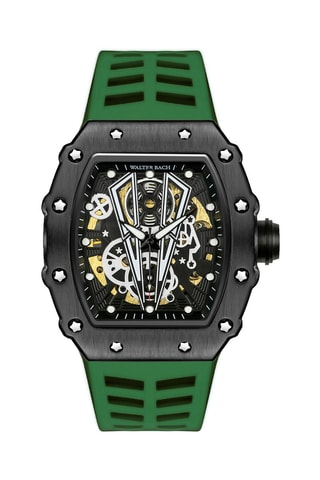Reloj automático de silicona - Verde oscuro y negro - Walter Bach