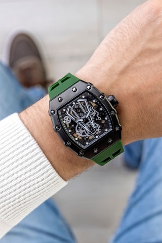 Reloj automático de silicona - Verde oscuro y negro - Walter Bach