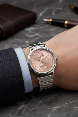 Reloj de cuarzo de acero - Plateado y rosa dorado