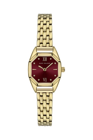 Reloj de cuarzo de acero - Dorado y burdeos