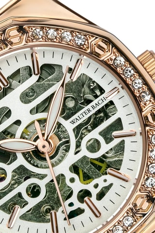 Reloj automático de acero - Plateado y rosa dorado - Walter Bach