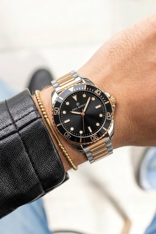 Reloj de cuarzo de acero - Plateado y dorado