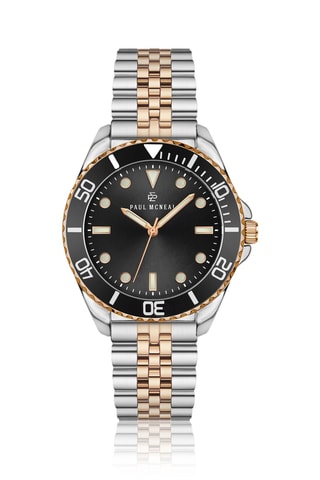 Reloj de cuarzo de acero - Plateado y dorado