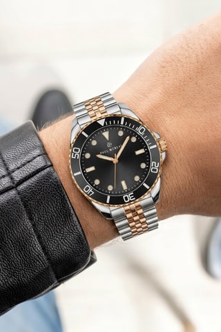 Reloj de cuarzo de acero - Plateado y dorado