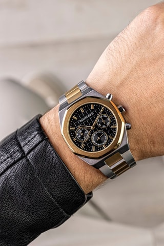 Reloj de cuarzo de acero - Plateado y dorado - Walter Bach