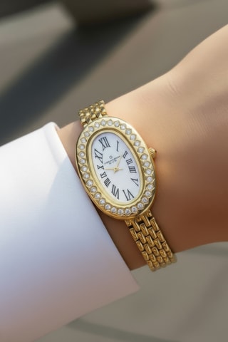 Reloj de cuarzo de acero - Dorado y blanco
