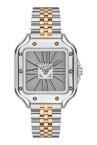 Reloj de cuarzo de acero - Plateado y rosa dorado - Frederic Graff