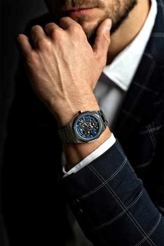 Reloj automático de acero y chapado en ion de plata Blaustein - Walter Bach
