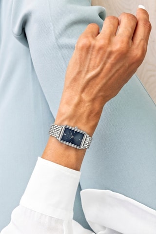 Reloj de cuarzo de acero - Plateado y azul oscuro
