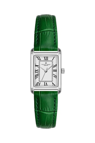 Reloj de cuarzo de piel - Verde y plateado - Frederic Graff