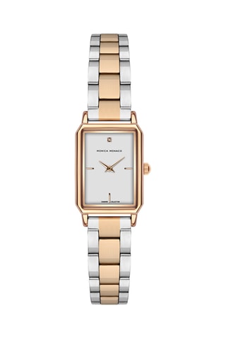Reloj de cuarzo de acero y diamante